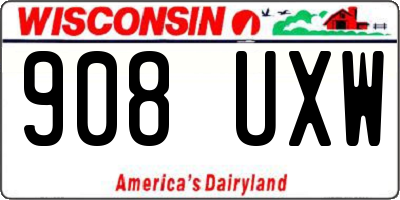 WI license plate 908UXW