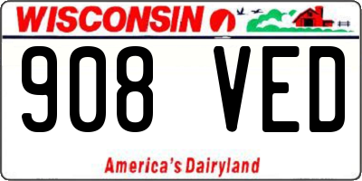 WI license plate 908VED