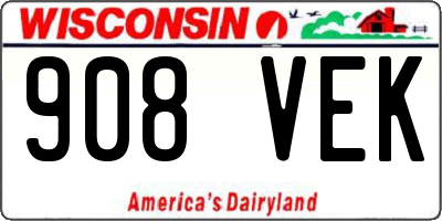 WI license plate 908VEK