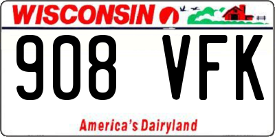WI license plate 908VFK