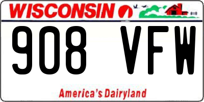 WI license plate 908VFW