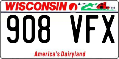 WI license plate 908VFX