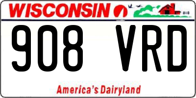 WI license plate 908VRD