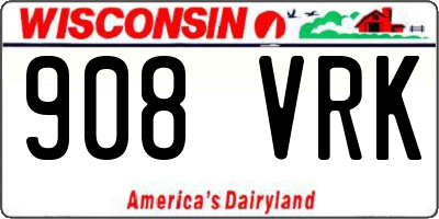 WI license plate 908VRK