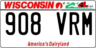 WI license plate 908VRM