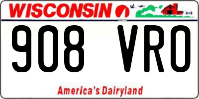 WI license plate 908VRO
