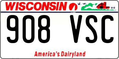 WI license plate 908VSC