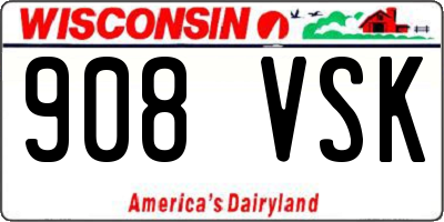 WI license plate 908VSK