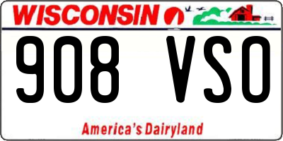 WI license plate 908VSO
