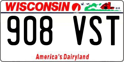 WI license plate 908VST