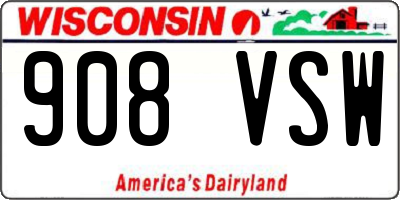 WI license plate 908VSW