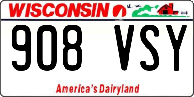 WI license plate 908VSY