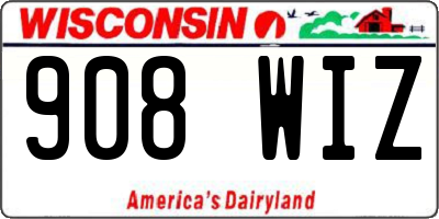WI license plate 908WIZ