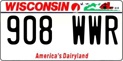 WI license plate 908WWR