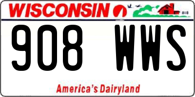 WI license plate 908WWS