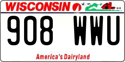 WI license plate 908WWU