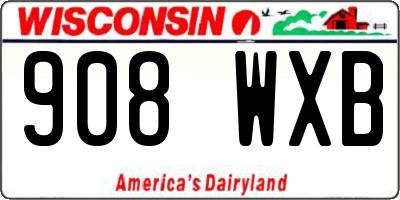 WI license plate 908WXB