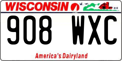 WI license plate 908WXC