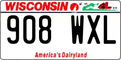WI license plate 908WXL
