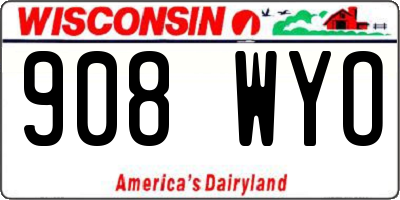 WI license plate 908WYO