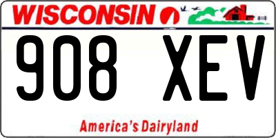 WI license plate 908XEV