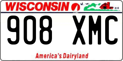 WI license plate 908XMC