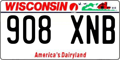 WI license plate 908XNB