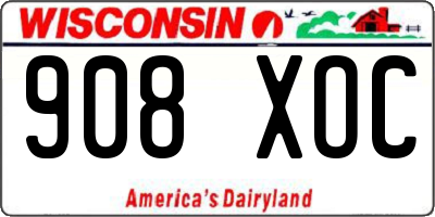 WI license plate 908XOC