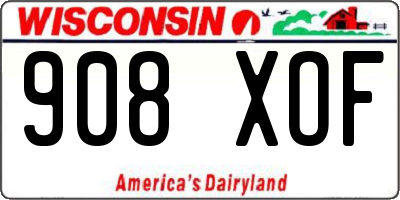 WI license plate 908XOF