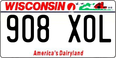 WI license plate 908XOL