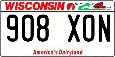 WI license plate 908XON