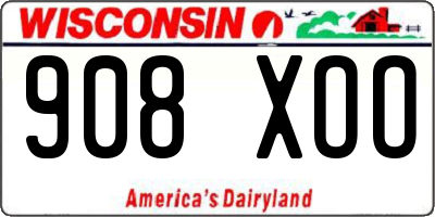 WI license plate 908XOO