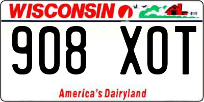 WI license plate 908XOT