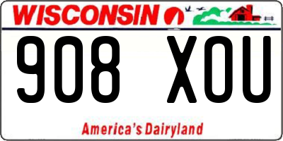 WI license plate 908XOU