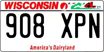 WI license plate 908XPN