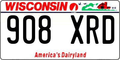 WI license plate 908XRD