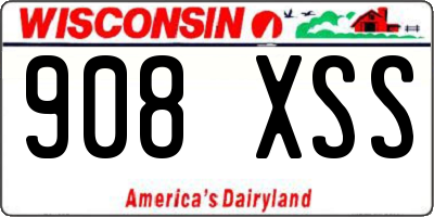 WI license plate 908XSS