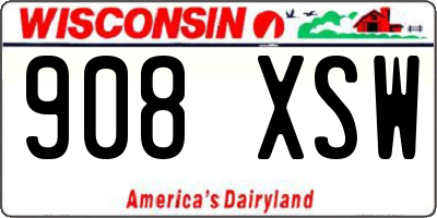 WI license plate 908XSW