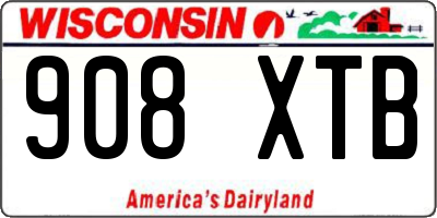 WI license plate 908XTB