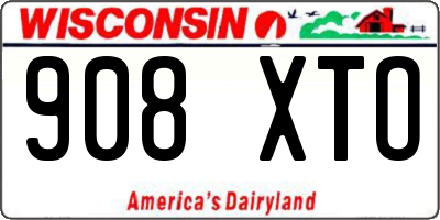 WI license plate 908XTO