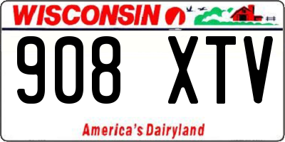 WI license plate 908XTV