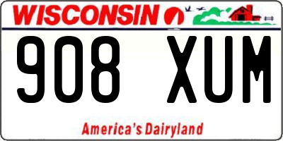 WI license plate 908XUM