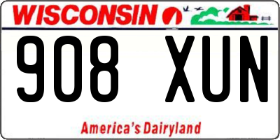 WI license plate 908XUN