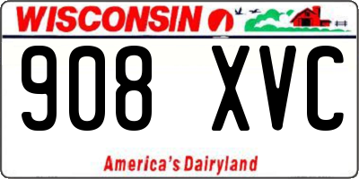 WI license plate 908XVC