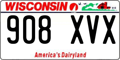 WI license plate 908XVX