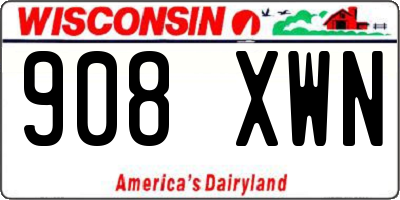 WI license plate 908XWN