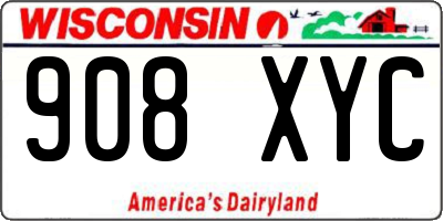 WI license plate 908XYC