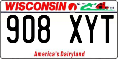 WI license plate 908XYT