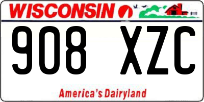 WI license plate 908XZC
