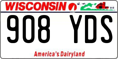 WI license plate 908YDS